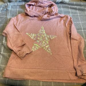Girls Pink Star hoodie sweater XS 4/5 Lightweight